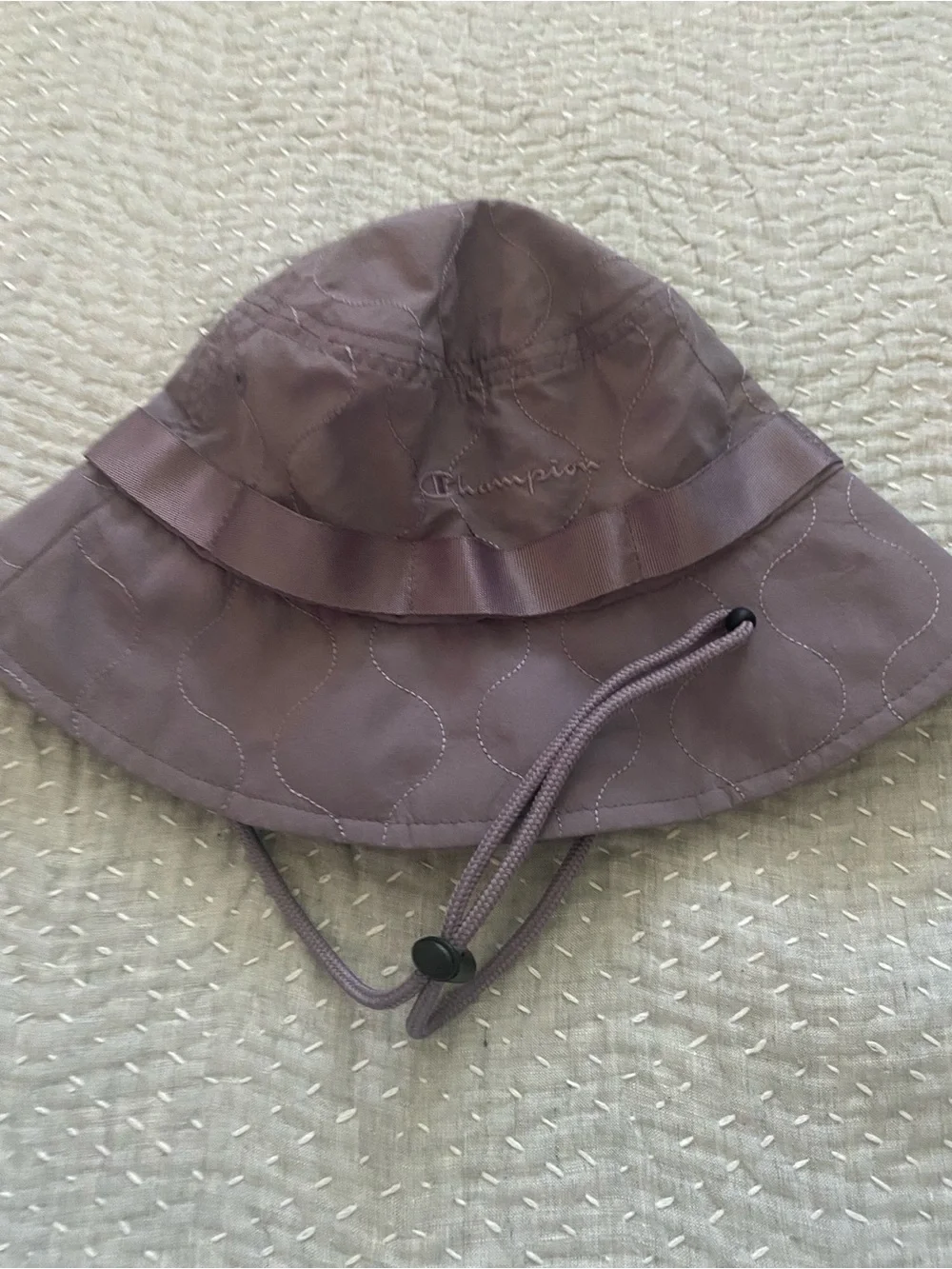 Champion UO Exclusive Taslan Quilted Bucket Hat Purple Adjustable Chin Strap